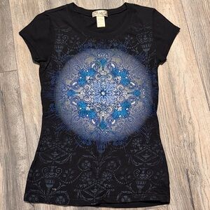 Twisted Black and Blue Mandala Tee